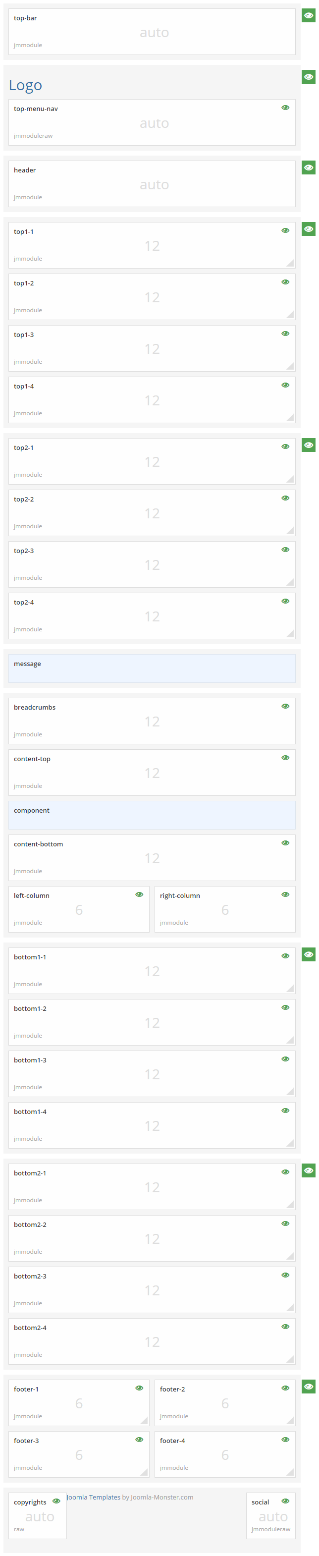 Module positions for small screen